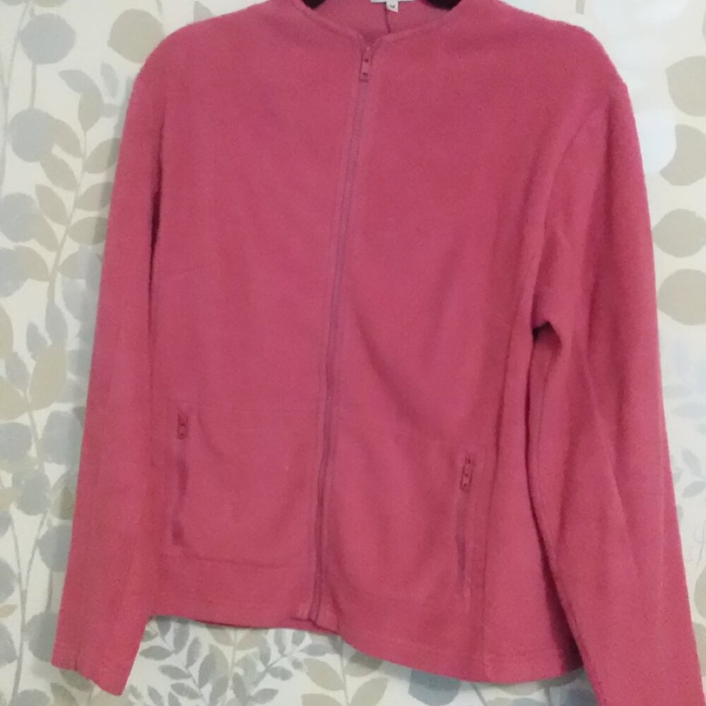 Pink Optimum Fleece Sweater | Zip up Cardigan Sz M\L